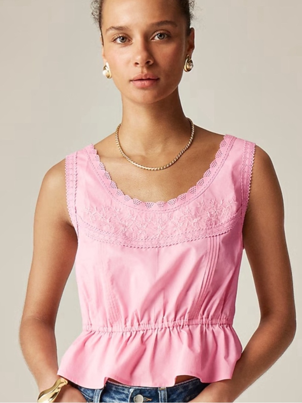 NWOT J. Crew Flutter Hem Tank in Cotton Poplin